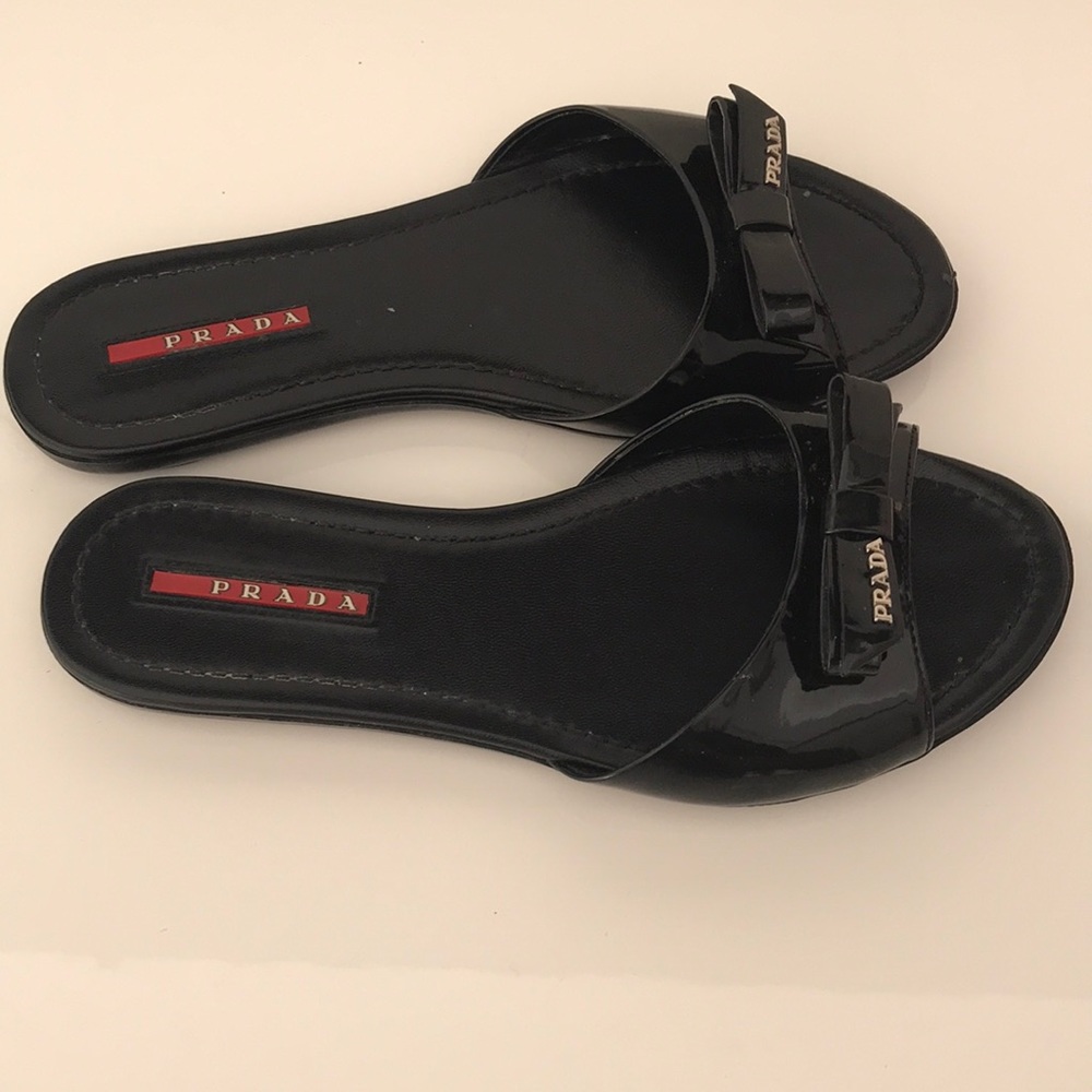 Prada bow slides sandal